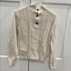 GAP Ivory Cable Knit Sweater with Button Detail